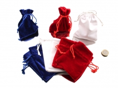 Velvet Pouch in Red or Blue or White - 1 pc