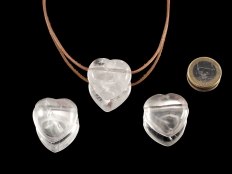 Drilled Rock Crystal Heart Pendant - 1 pc