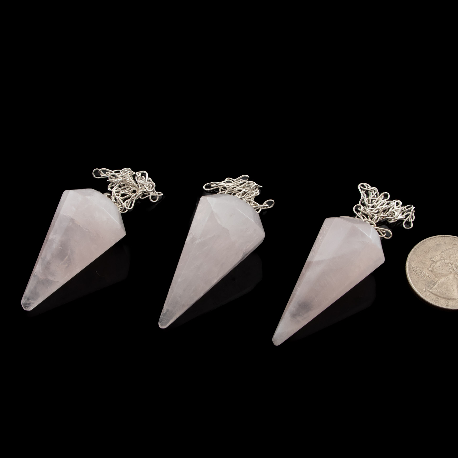 Rose Quartz Pendulum with Silver Chain