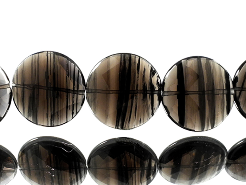 Midnight Lace Obsidian Bead Strand 'Faceted Cushion XL'