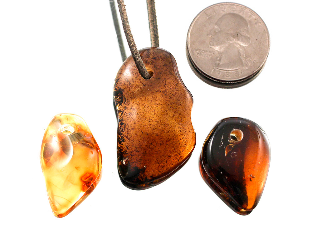 Tumbled Amber Pendants - 1 pc