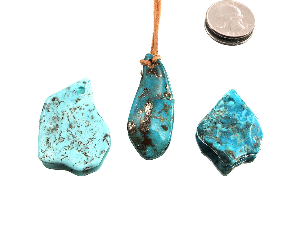 Natural Turquoise Freeform Pendant - Small
