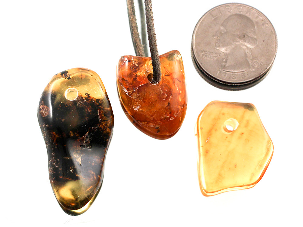 Tumbled Amber Pendants - 1 pc