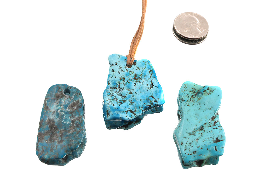 Natural Turquoise Freeform Pendant - Large - 1 pc