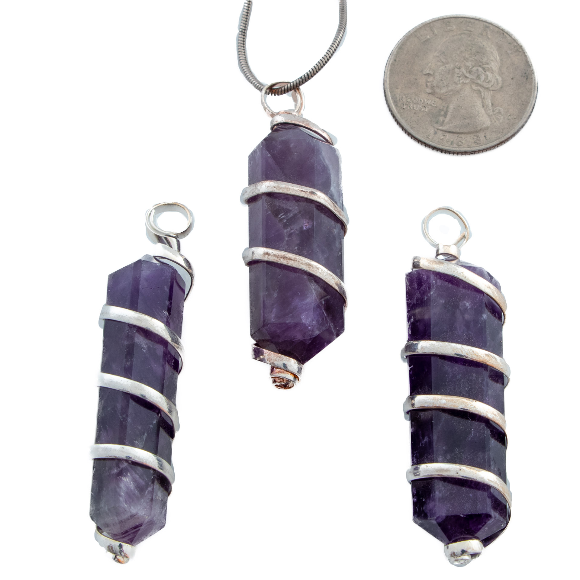 Amethyst Pendant Double Terminated with Coil