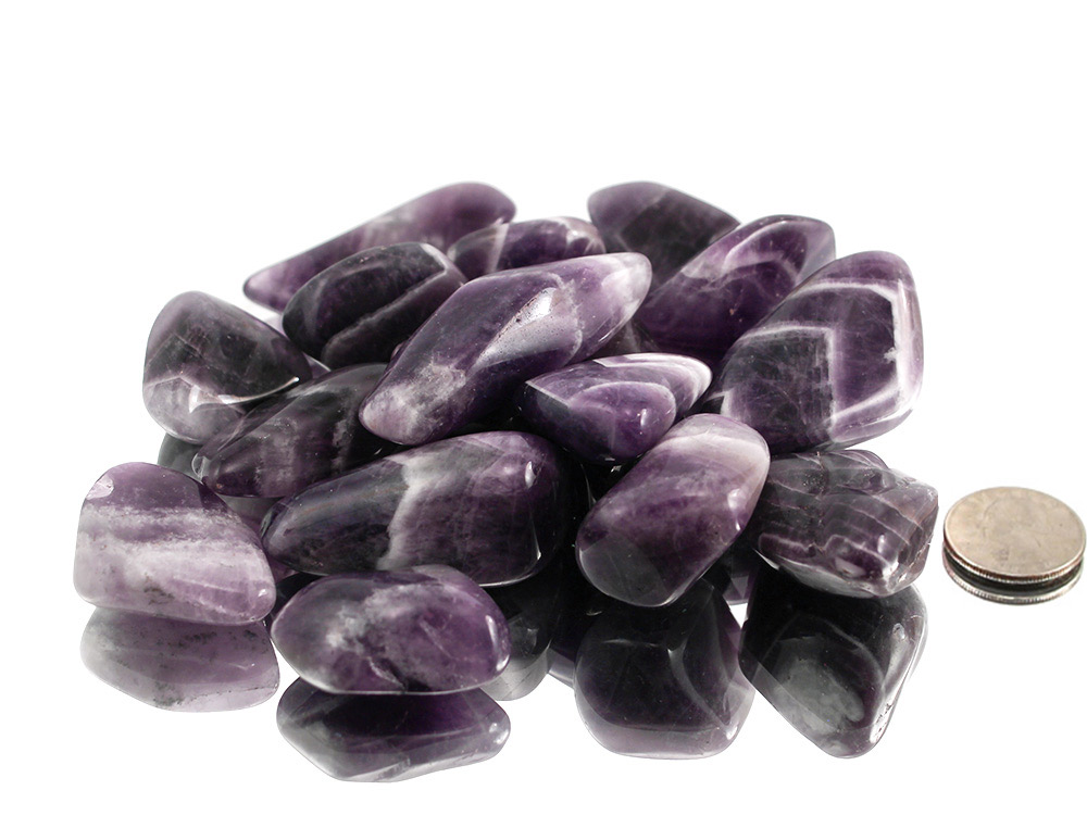 Amethyst Chevron Tumbled Stones - 1 lb
