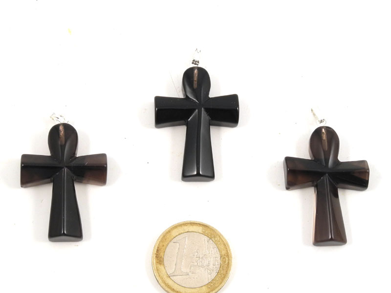 Midnight Lace Obsidian Pendant 'Ankh'