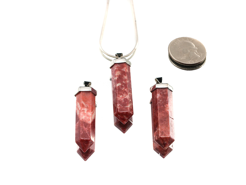 Thulite Point Pendant w/ Silver Bail - 1 pc