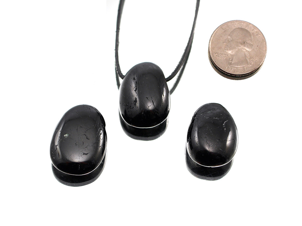 Black Tourmaline Drop Bead Pendant