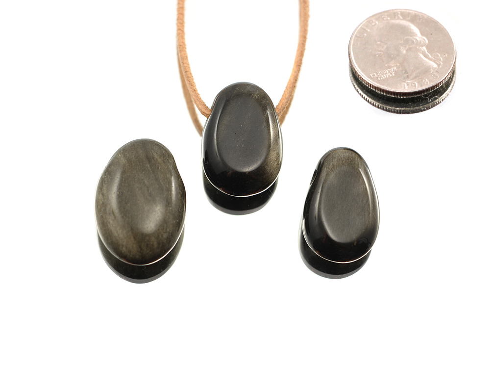 Gold Sheen Obsidian Drop Bead Pendant