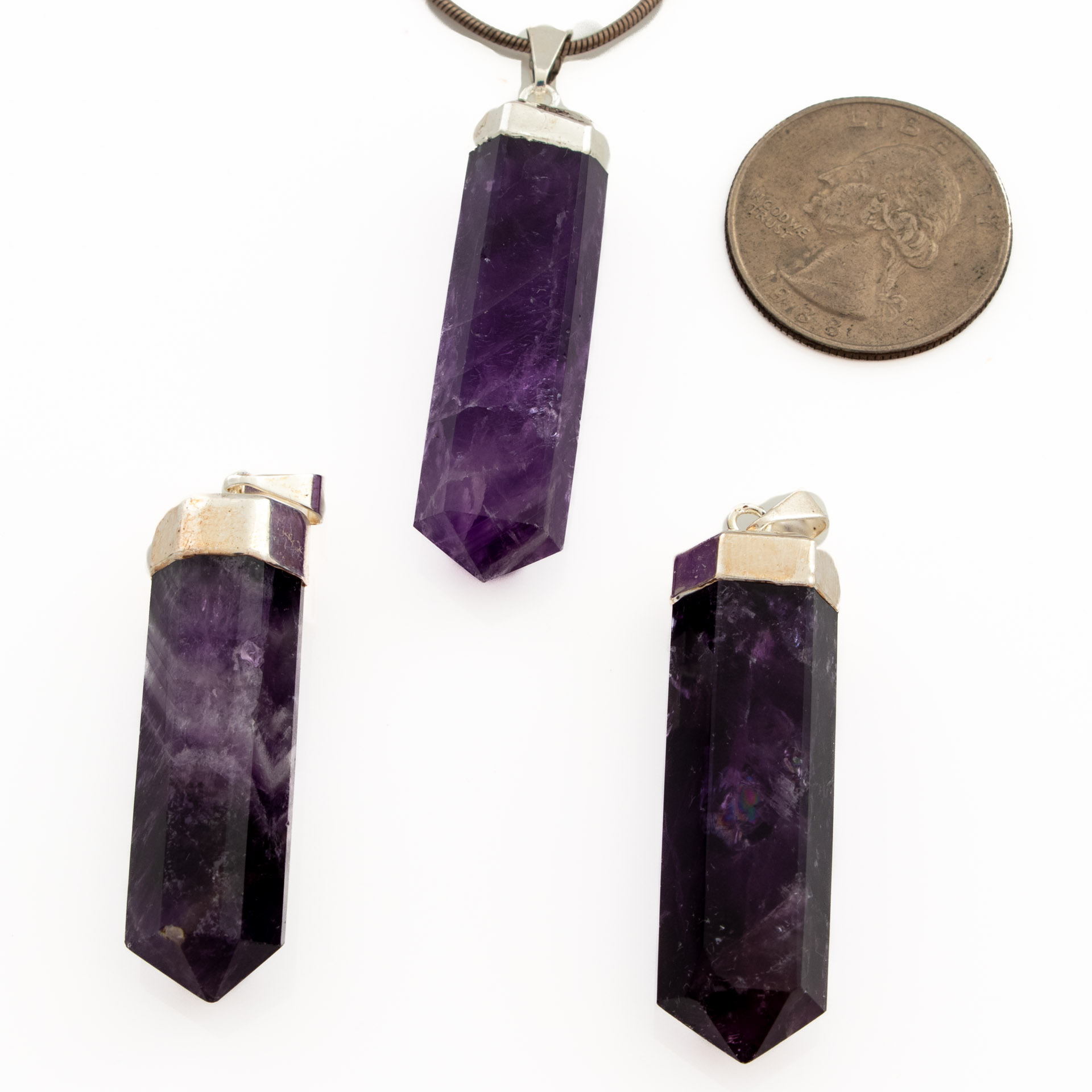 Amethyst Crystal Pendant with Silver Cap & Bail