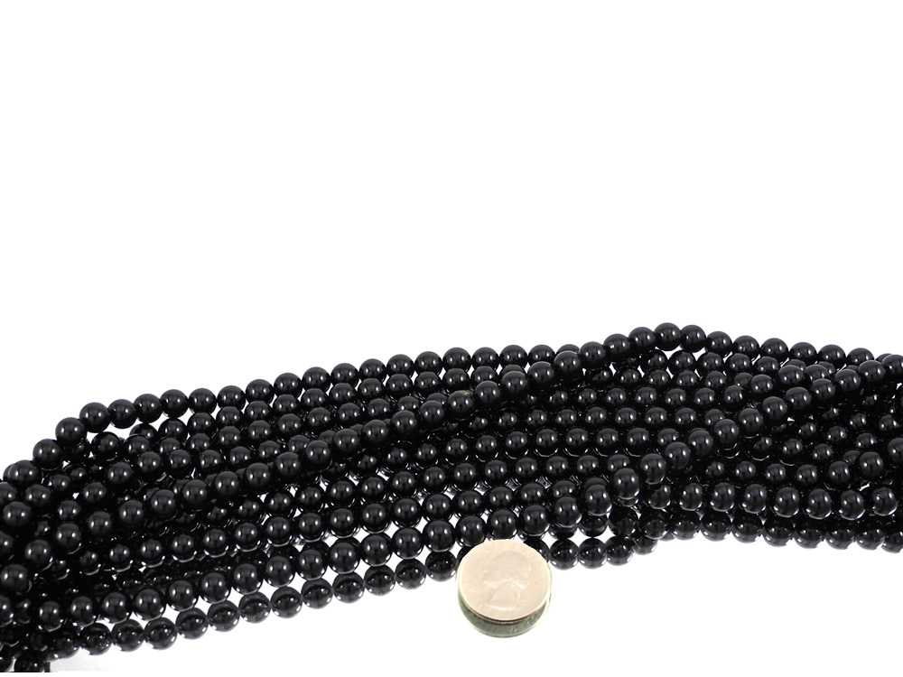 Black Tourmaline Bead Strand 8 mm - 1 pc