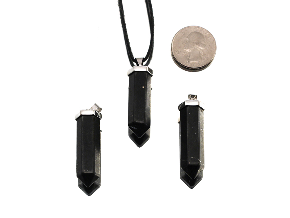 Shungite Point Pendant w/ Silver Bail - 1 pc