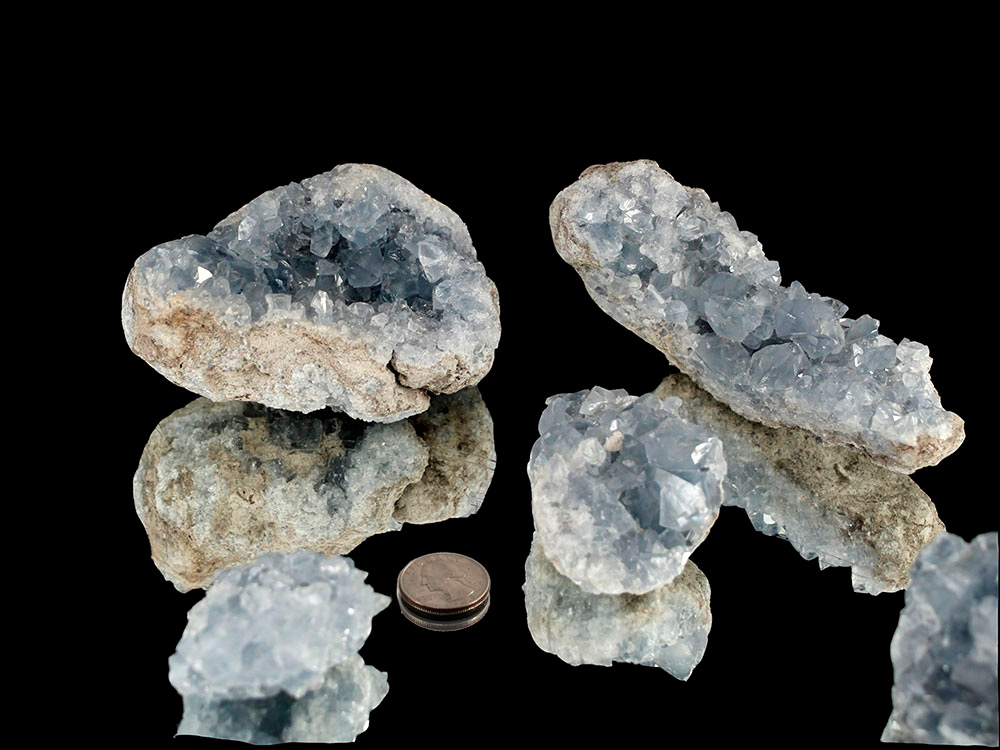 Celestine Crystal Geodes Pieces, A Grade - 1 lb