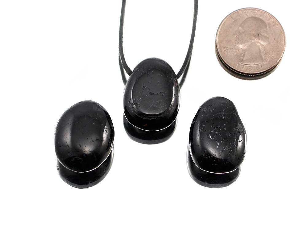 Black Tourmaline Drop Bead Pendant