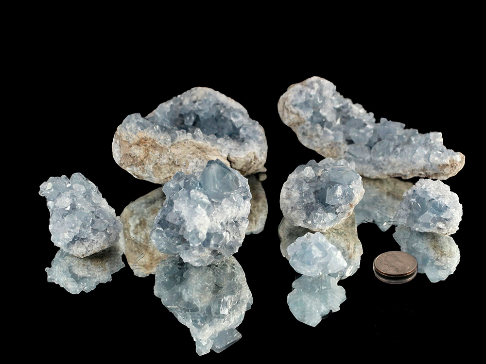 Celestine Crystal Geodes Pieces, A Grade - 1 lb