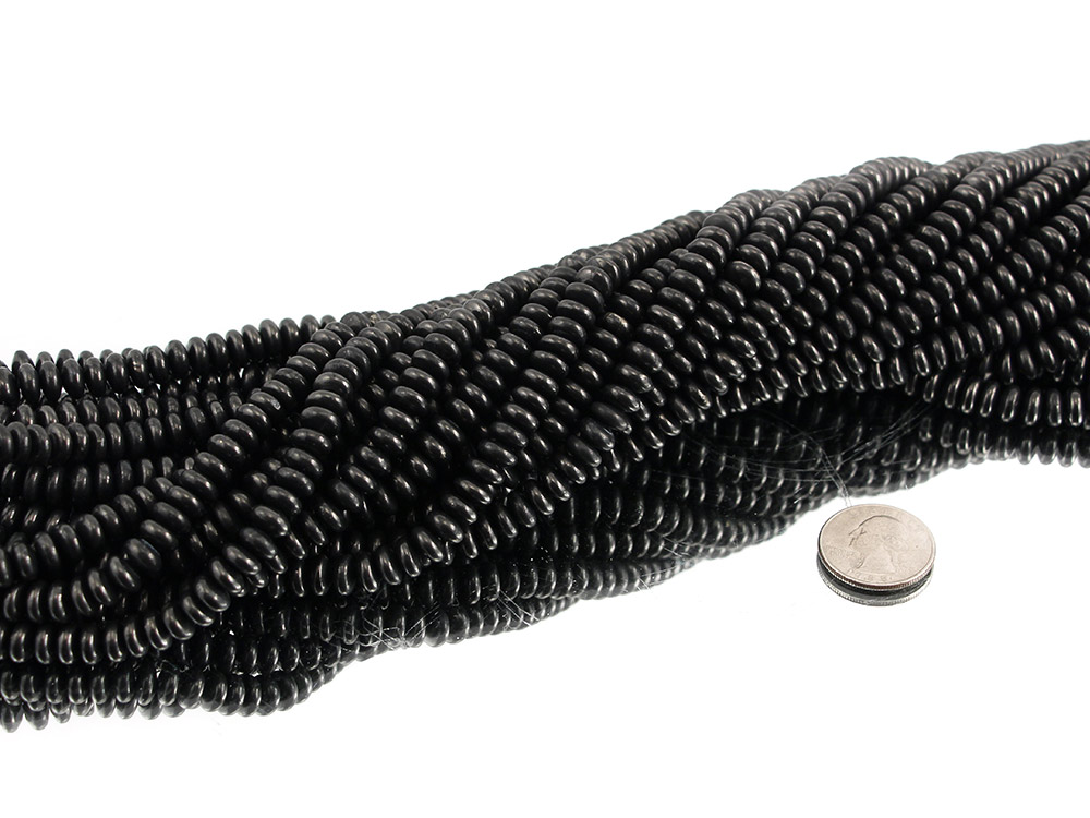 Shungite Bead Strand Rondelle/Button - 1 pc